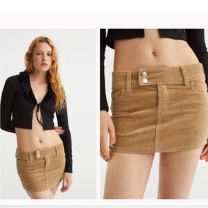 H&M Tan Corduroy Micro Mini Skirt sz 6